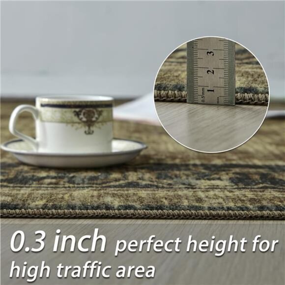 Hallway Runner Rug 2.6x8 Ft Tauqe/Multi Anti-Skid Printed Persian Entryway Mat - Picture 5 of 6